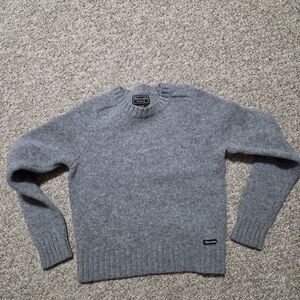 VTG Y2K Abercrombie & Fitch 100% Wool Sweater Cropped‎ Boxy Preppy XS/S Gray